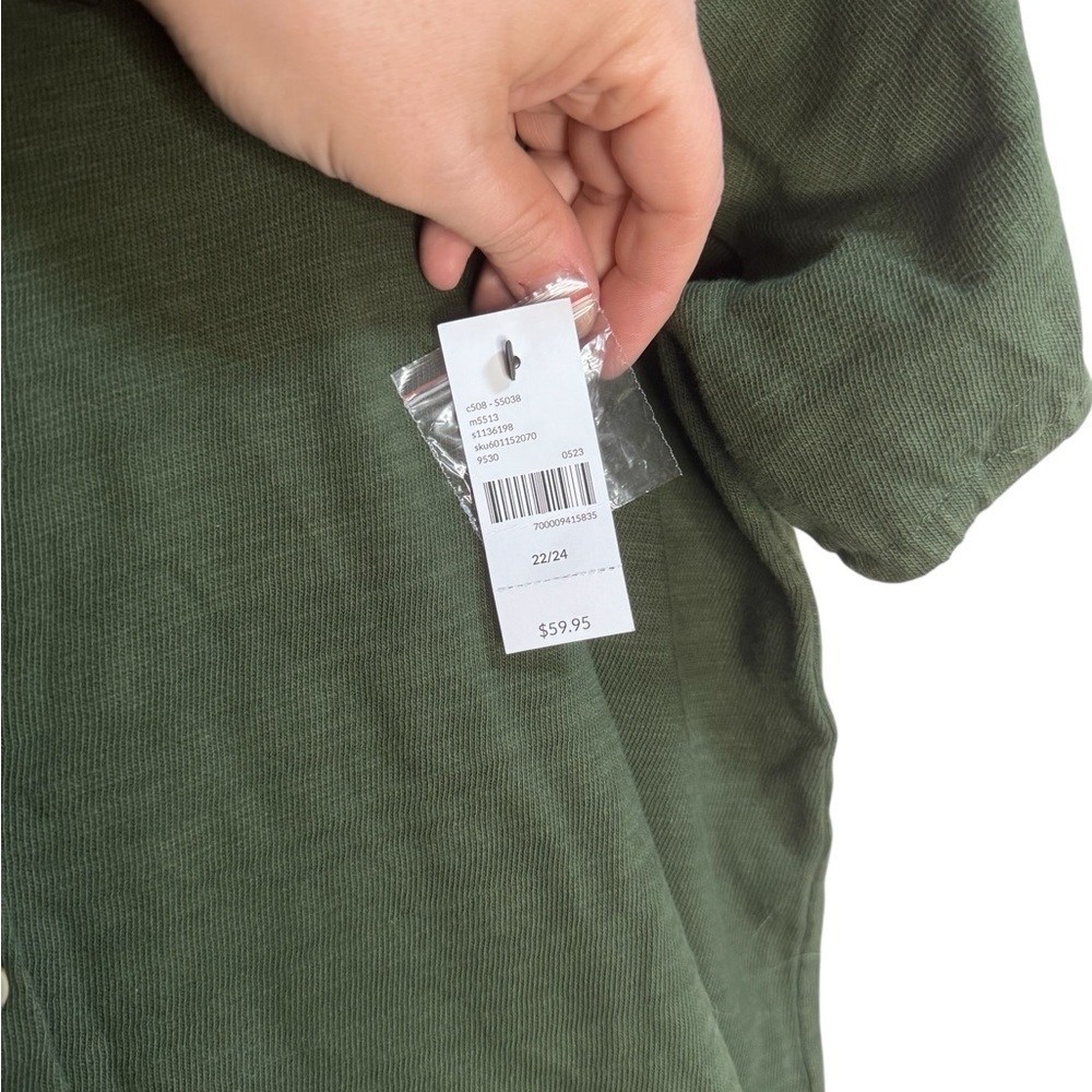 Lane Bryant Green Off The Shoulder Button Up Blouse - 22/24 - Picture 5 of 6